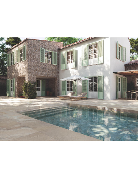 Carrelage piscine effet pierre marbrée CROSS SAND - 15x15cm