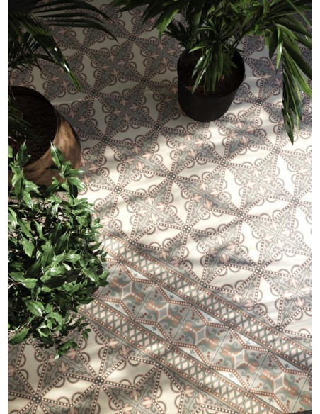 Carrelage aspect carreaux ciment BEL HISTOIRE AGATHE - 15x15cm