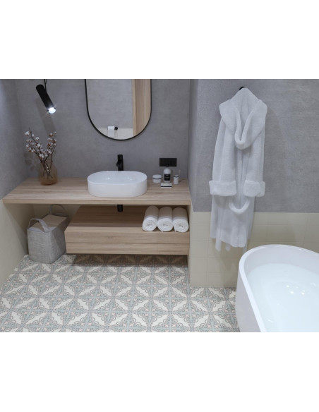 Carrelage aspect carreaux ciment BEL HISTOIRE AGATHE - 15x15cm