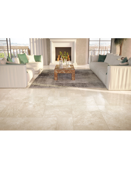 Carrelage intérieur effet pierre TRADITION TRAVERTIN BEIGE - 60x120 cm