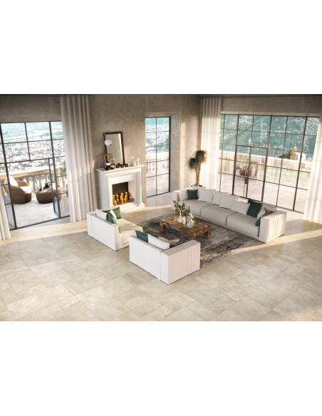 Carrelage intérieur effet pierre TRADITION TRAVERTIN BEIGE - 60x120 cm