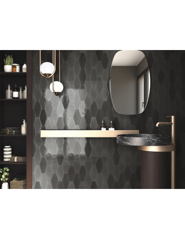 Carreau faience HARLEQUIN GRAPHITE - 10x20cm