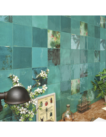 Carreau effet Zellige SOUK TURQUESA - 13x13cm