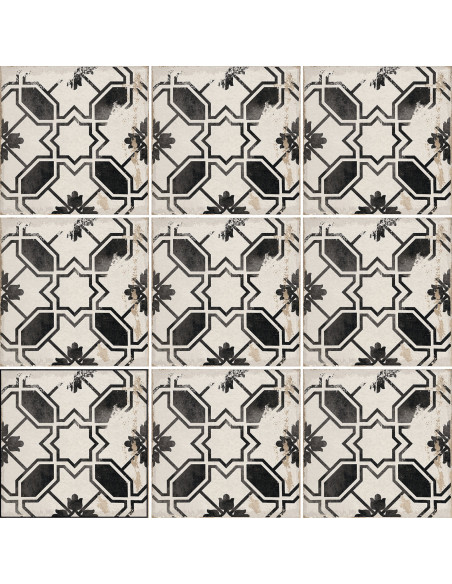 Carrelage inspiration ciment CALETA BLACK - 15x15cm