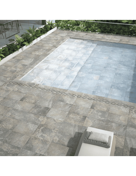 Carrelage piscine effet pierre RIVIERA GREY - 45x65cm