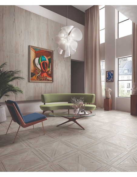 Carrelage effet bois INTARSIO AVORIO - 60x60cm