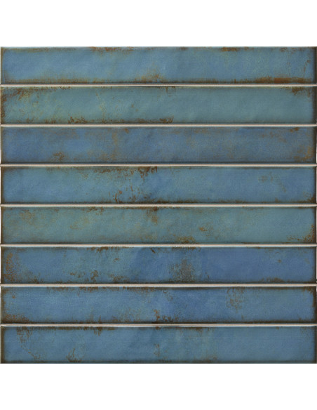 Carreau faience déco RAKU BRICK TURQUOISE - 35x35cm