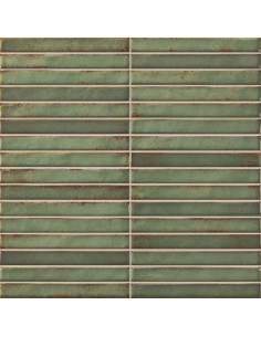 Carreau faience déco RAKU PENCIL EMERALD - 35x35cm