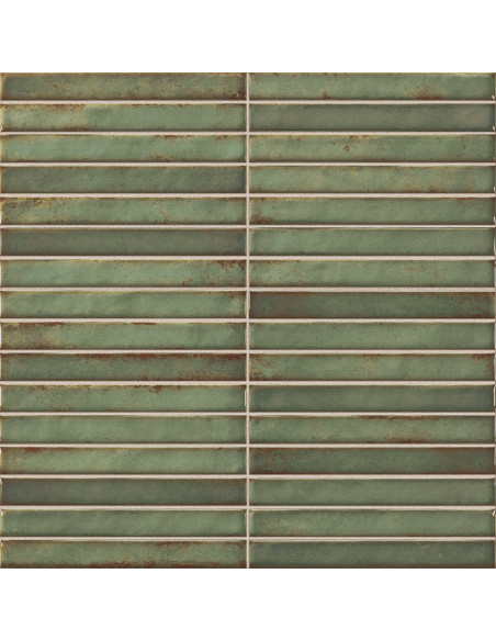 Carreau faience déco RAKU PENCIL EMERALD - 35x35cm