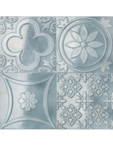 Carreau décor relief LUCCIOLA AZUL - 15x15cm