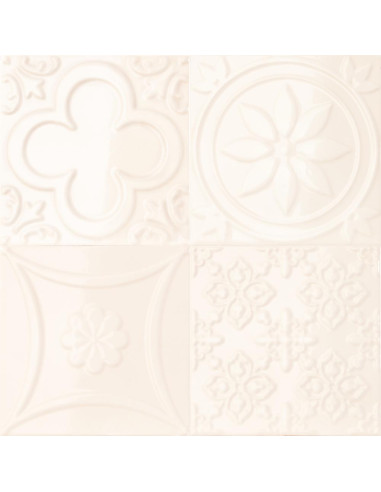 Carreau décor relief LUCCIOLA HUESO - 15x15cm