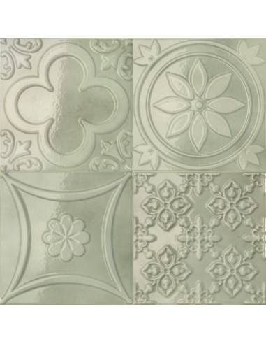 Carreau décor relief LUCCIOLA MENTA - 15x15cm