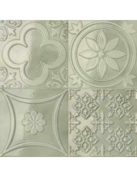 Carreau décor relief LUCCIOLA MENTA - 15x15cm