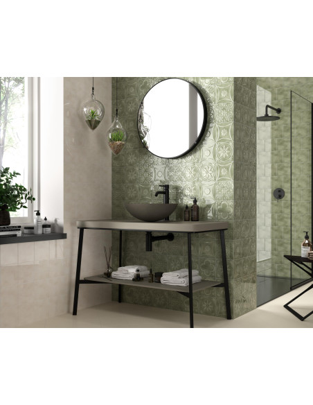 Carreau décor relief LUCCIOLA MENTA - 15x15cm