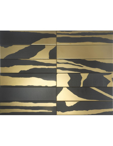 Carreau faience FLAT SAVANNAH BLACK & GOLD -...
