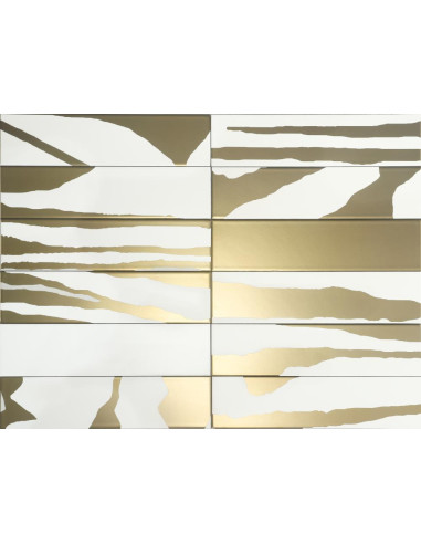 Carreau faience FLAT SAVANNAH WHITE & GOLD -...