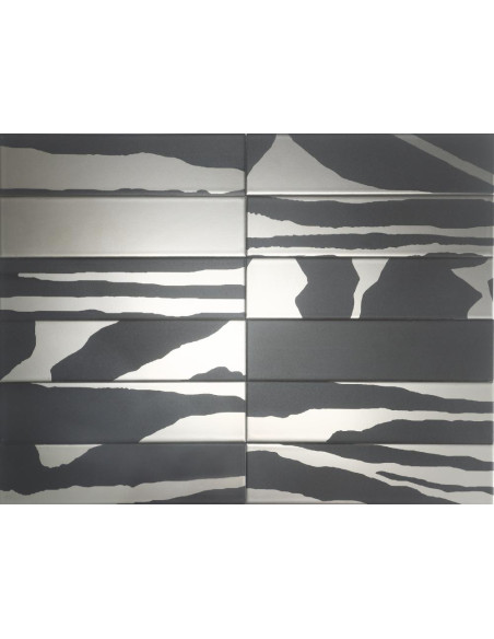 Carreau faience FLAT SAVANNAH BLACK & SILVER - 7.5x30cm