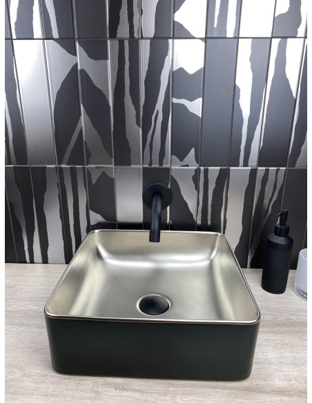 Carreau faience FLAT SAVANNAH BLACK & SILVER - 7.5x30cm