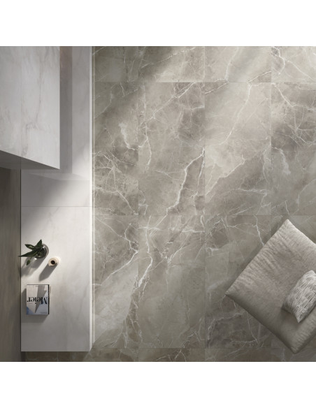 Carrelage grand format effet marbre PURITY MARBEL ELEGANT GREIGE - 120x120cm