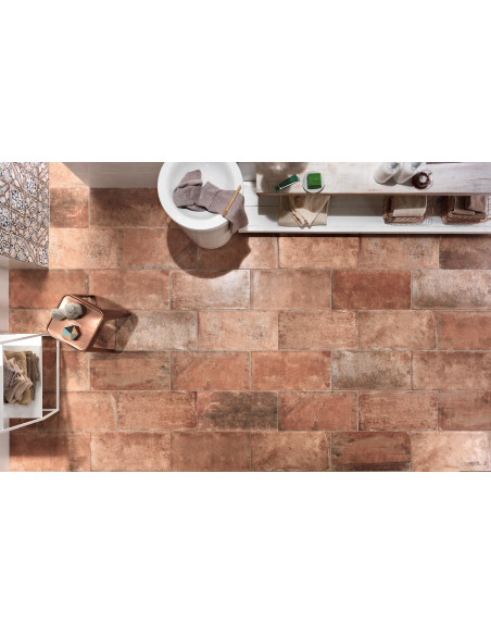 Carrelage effet terre cuite MATERIA ROSSO - 15x30cm